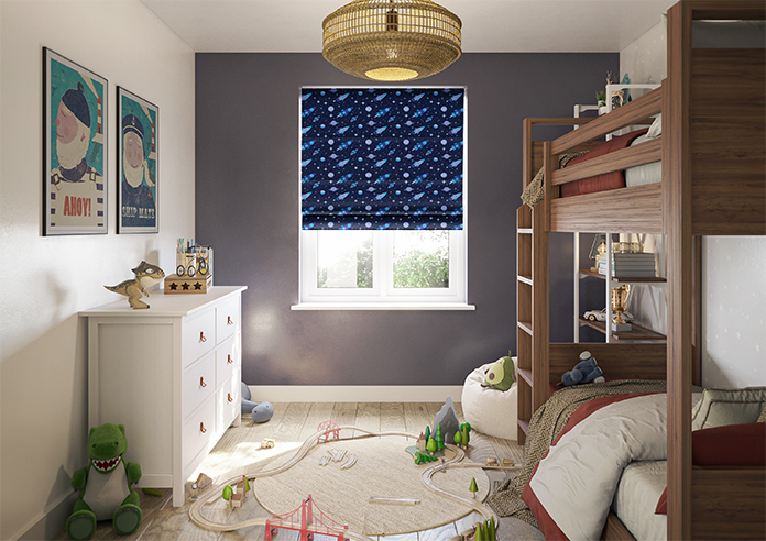 Rocket Adventure, Astral Blue - Twist&Fit Roman Blind - Image 8